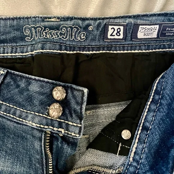 Miss Me Blue Boot Cut Jeans with Distressed Details - Picture 8 of 8